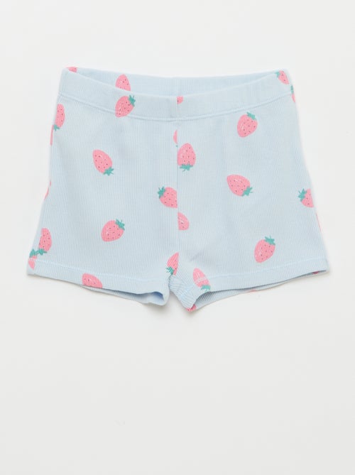 Pijama camiseta + calções em algodão canelado - 2 peças - Kiabi