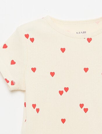 Pijama camiseta + calções em algodão canelado - 2 peças
