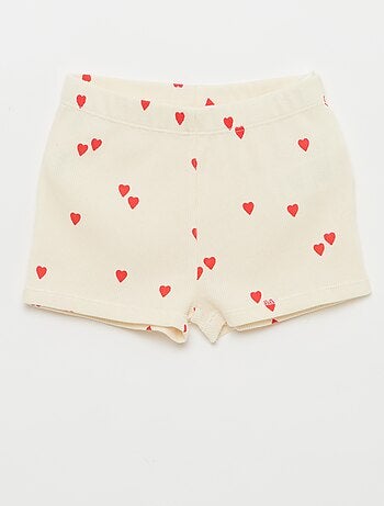 Pijama camiseta + calções em algodão canelado - 2 peças