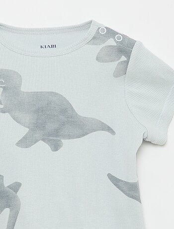 Pijama camiseta + calções em algodão canelado - 2 peças