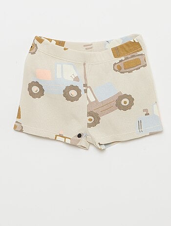 Pijama camiseta + calções em algodão canelado - 2 peças