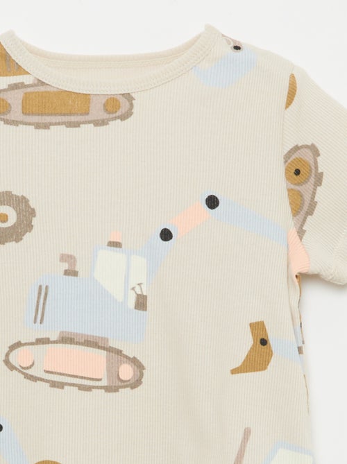 Pijama camiseta + calções em algodão canelado - 2 peças - Kiabi