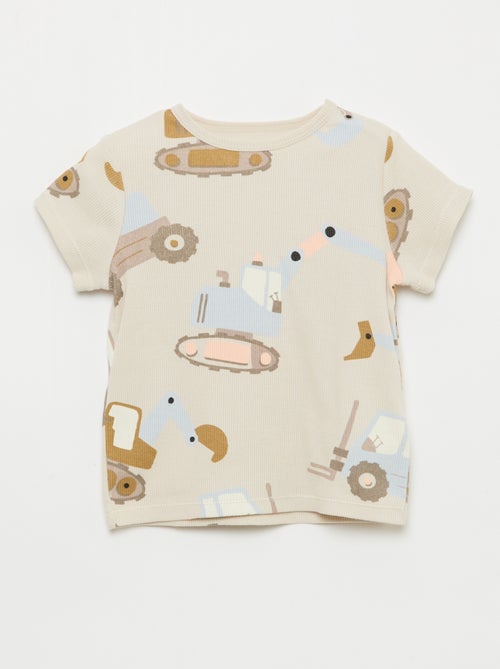 Pijama camiseta + calções em algodão canelado - 2 peças - Kiabi