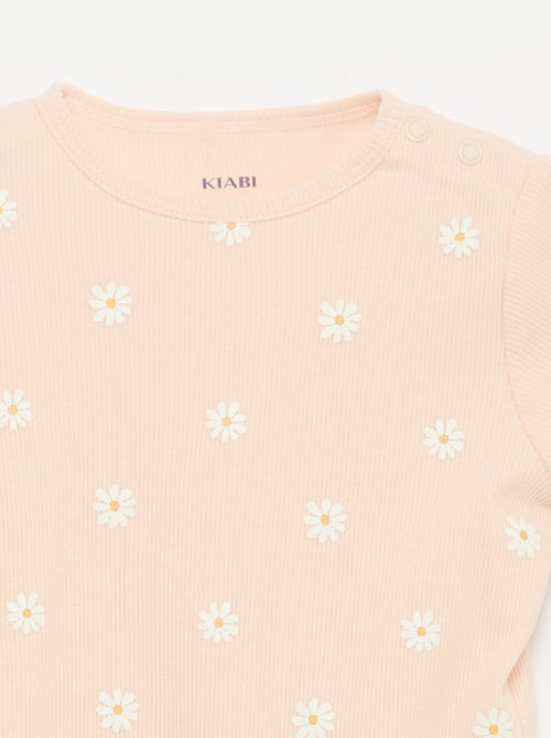 Pijama camiseta + calções em algodão canelado - 2 peças - Kiabi