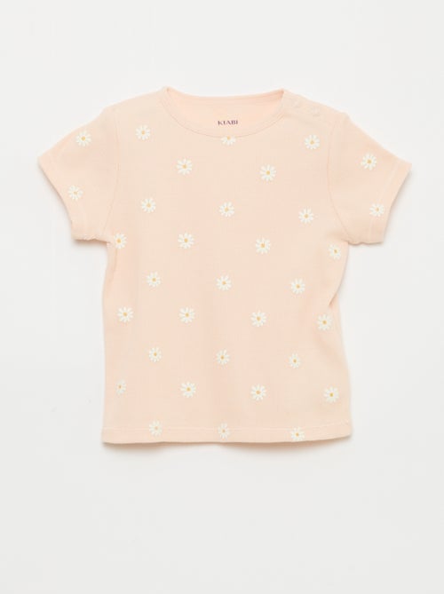 Pijama camiseta + calções em algodão canelado - 2 peças - Kiabi