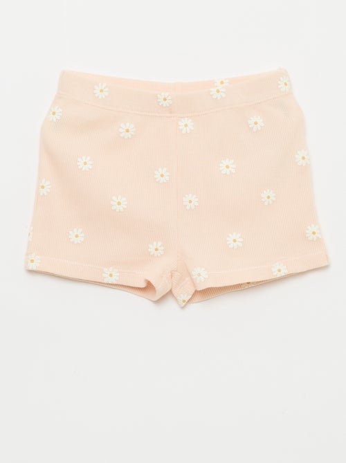 Pijama camiseta + calções em algodão canelado - 2 peças - Kiabi