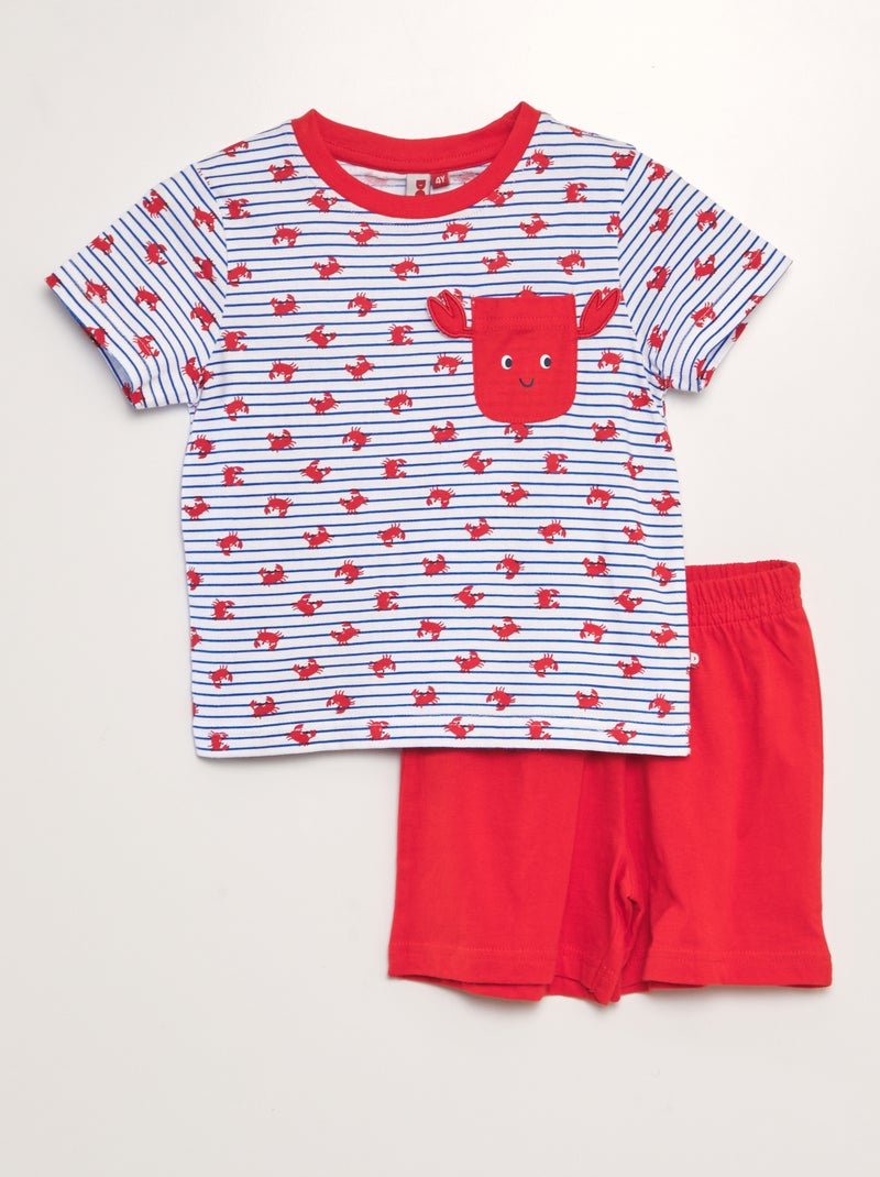 Pijama caranguejo - 2 peças VERMELHO - Kiabi