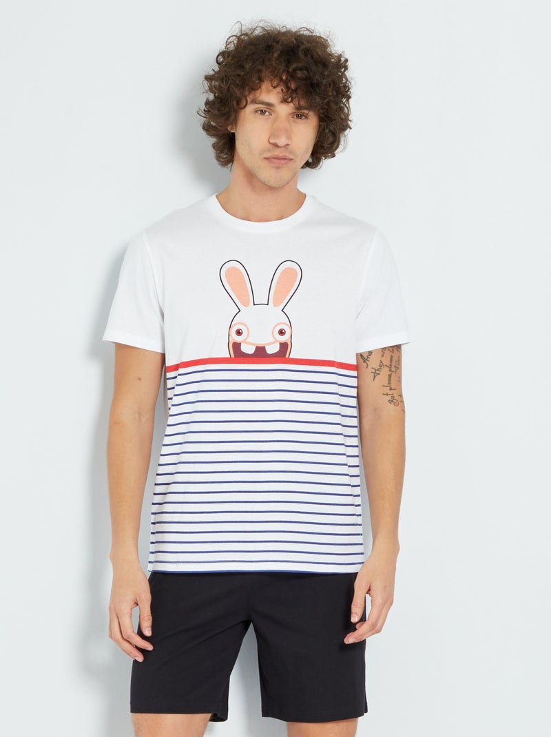 Pijama 'Coelhos Loucos' t-shirt e calças Branco/ Preto - Kiabi