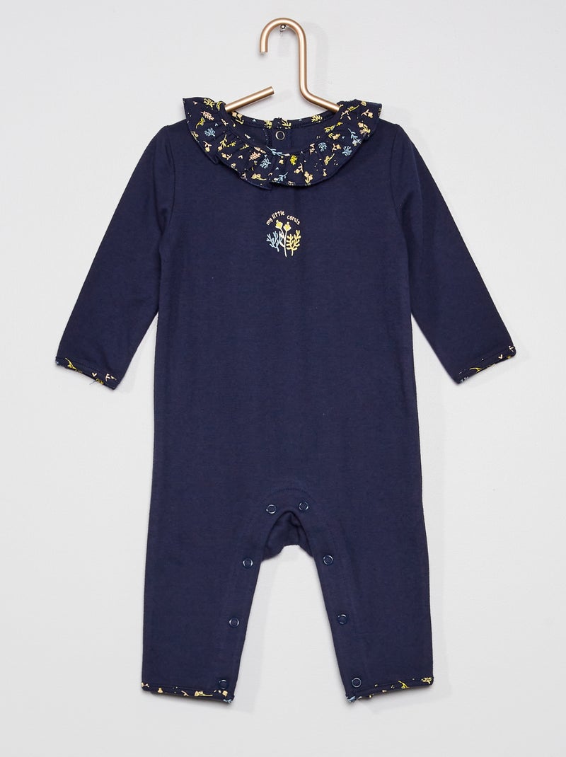 Pijama com gola de fantasia Azul Naval - Kiabi