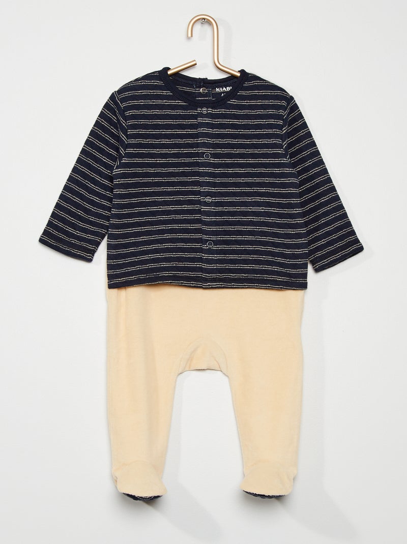 Pijama com impressão bi-matéria AZUL - Kiabi