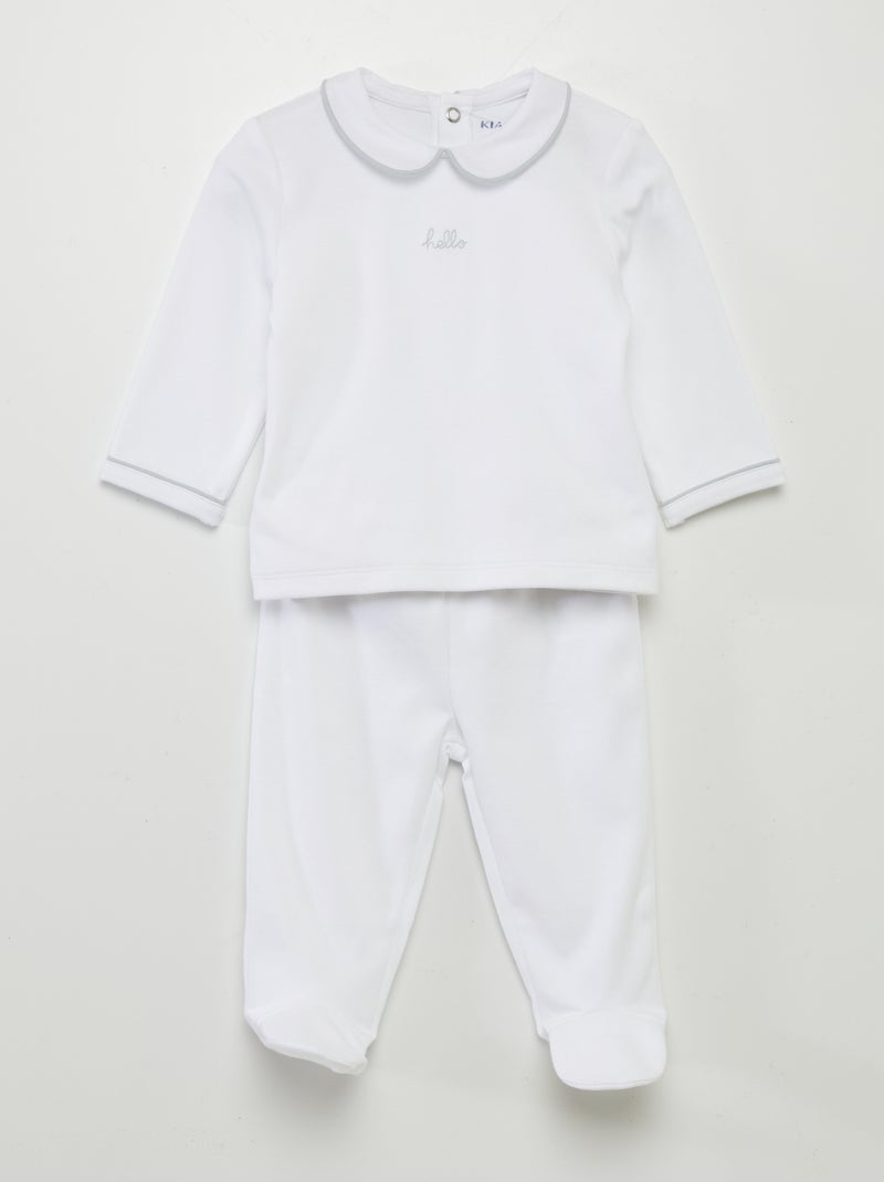 Pijama com pés  - 2 peças BRANCO - Kiabi