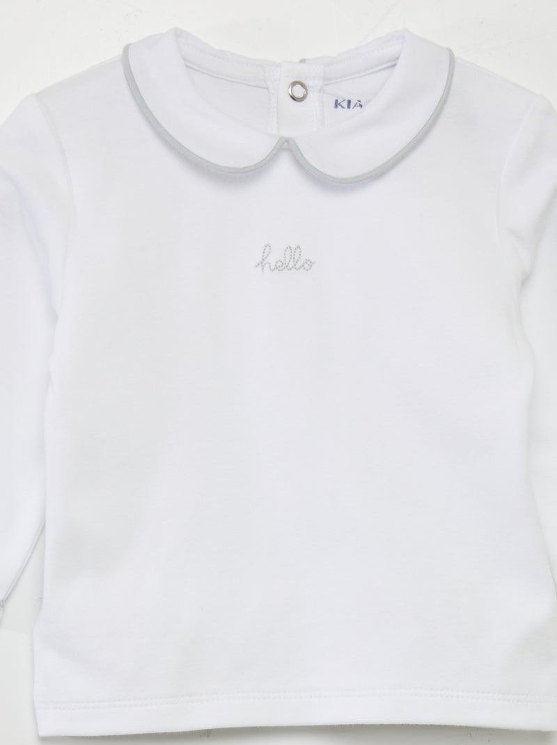 Pijama com pés  - 2 peças BRANCO - Kiabi
