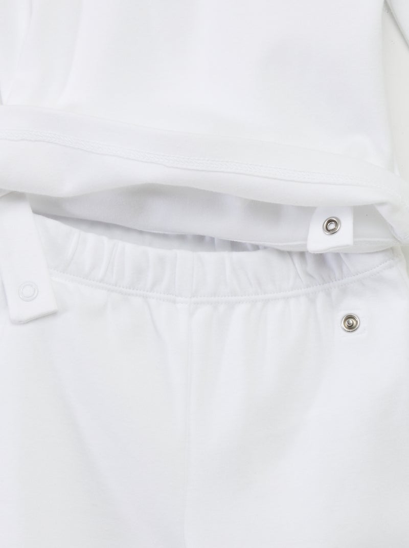 Pijama com pés  - 2 peças BRANCO - Kiabi