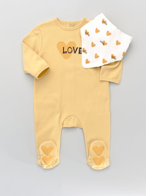 Pijama com pés + babete - Kiabi