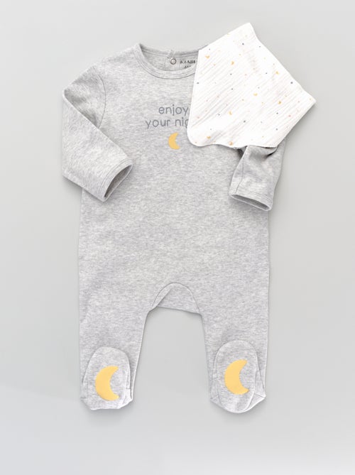 Pijama com pés + babete - Kiabi
