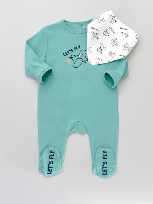 Pijama com pés + babete - Kiabi