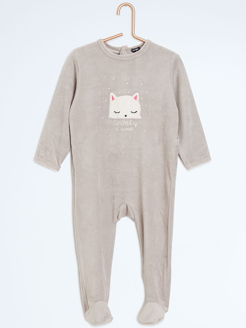 Pijama com pés e estampado animal cinza - Kiabi