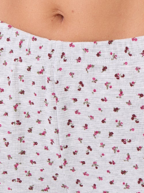 Pijama com textura waffle t-shirt + calças com padrão - 2 peças - Kiabi
