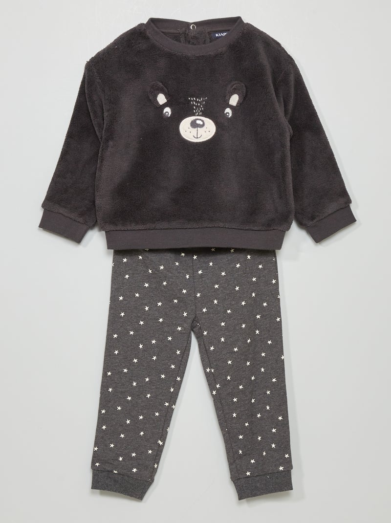 Pijama comprido -  2 peças PRETO - Kiabi