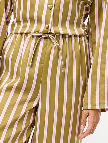 Pijama comprido acetinado camisa + calças - 2 peças