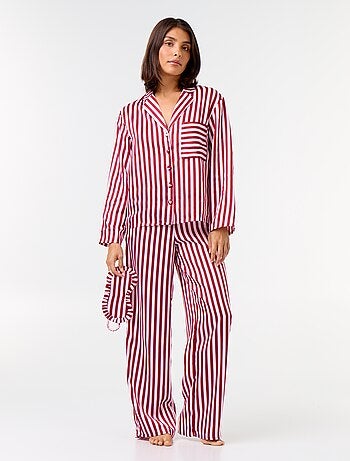 Pijama comprido acetinado camisa + calças - 2 peças