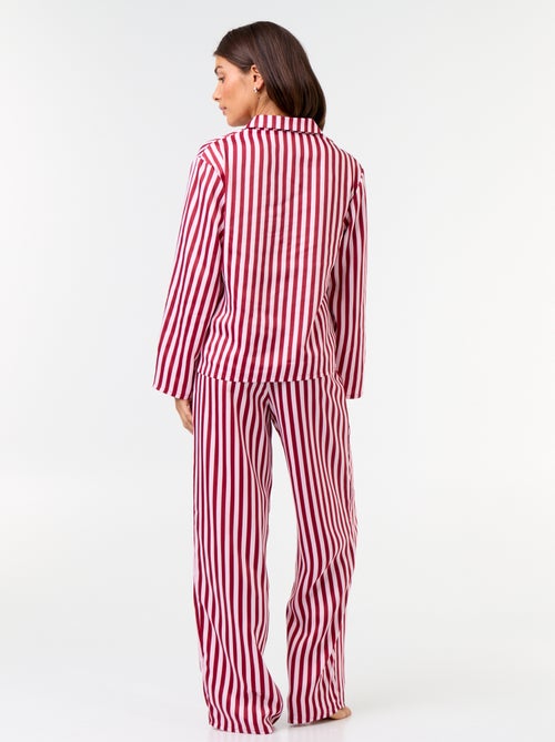Pijama comprido acetinado camisa + calças - 2 peças - Kiabi