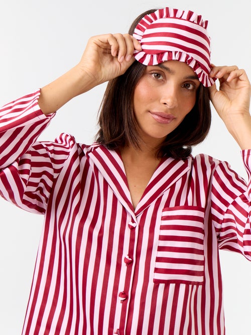 Pijama comprido acetinado camisa + calças - 2 peças - Kiabi
