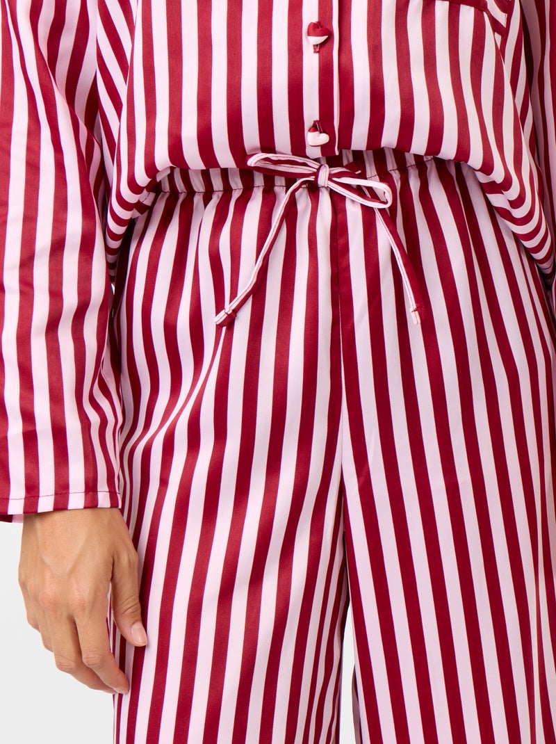 Pijama comprido acetinado camisa + calças - 2 peças Rosa - Kiabi