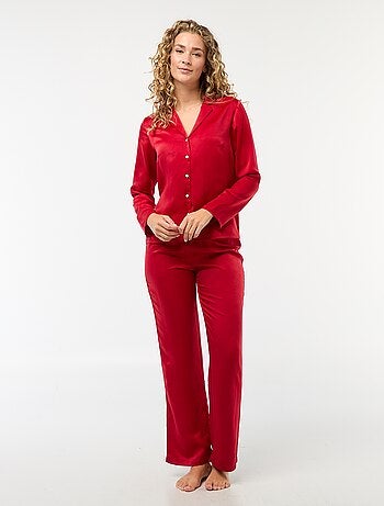 Pijama comprido acetinado camisa + calças - 2 peças