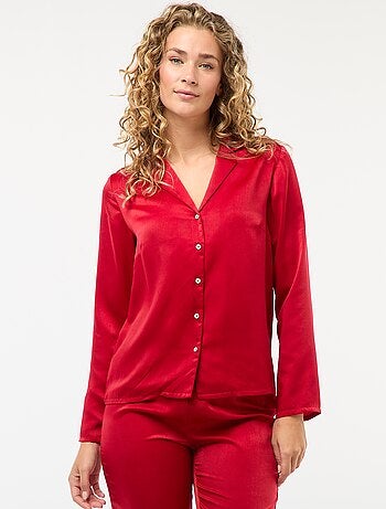 Pijama comprido acetinado camisa + calças - 2 peças