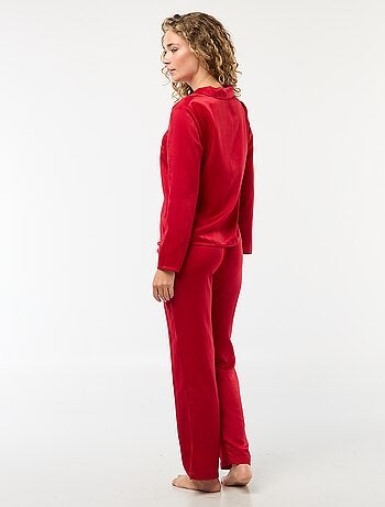 Pijama comprido acetinado camisa + calças - 2 peças