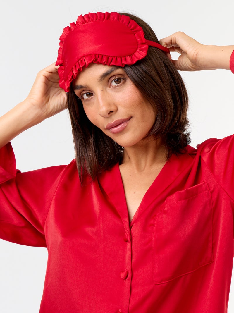 Pijama comprido acetinado camisa + calças - 2 peças Vermelho - Kiabi