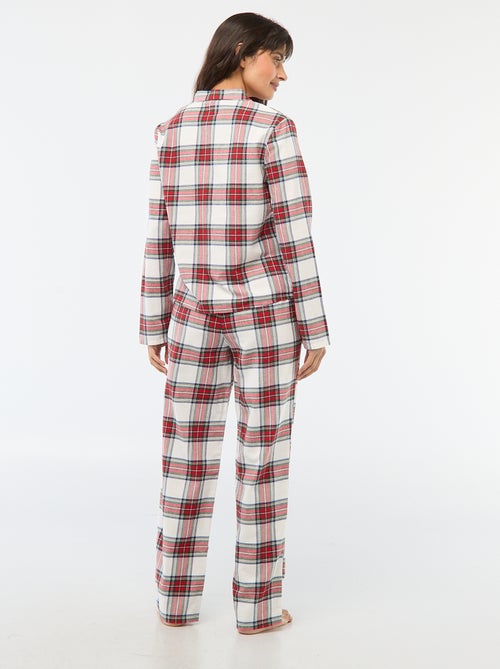 Pijama comprido aos quadrados - 2 peças - Kiabi