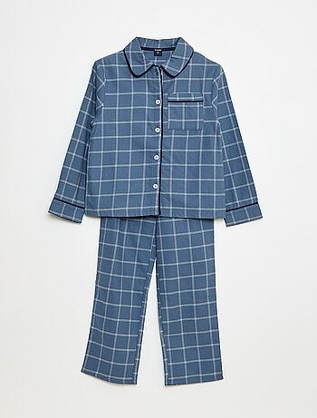 Pijama comprido aos quadrados camisa + calças - 2 peças