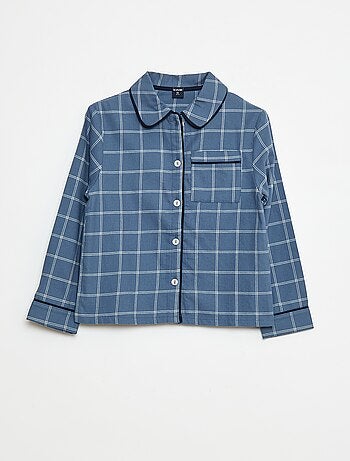 Pijama comprido aos quadrados camisa + calças - 2 peças