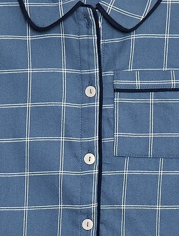 Pijama comprido aos quadrados camisa + calças - 2 peças