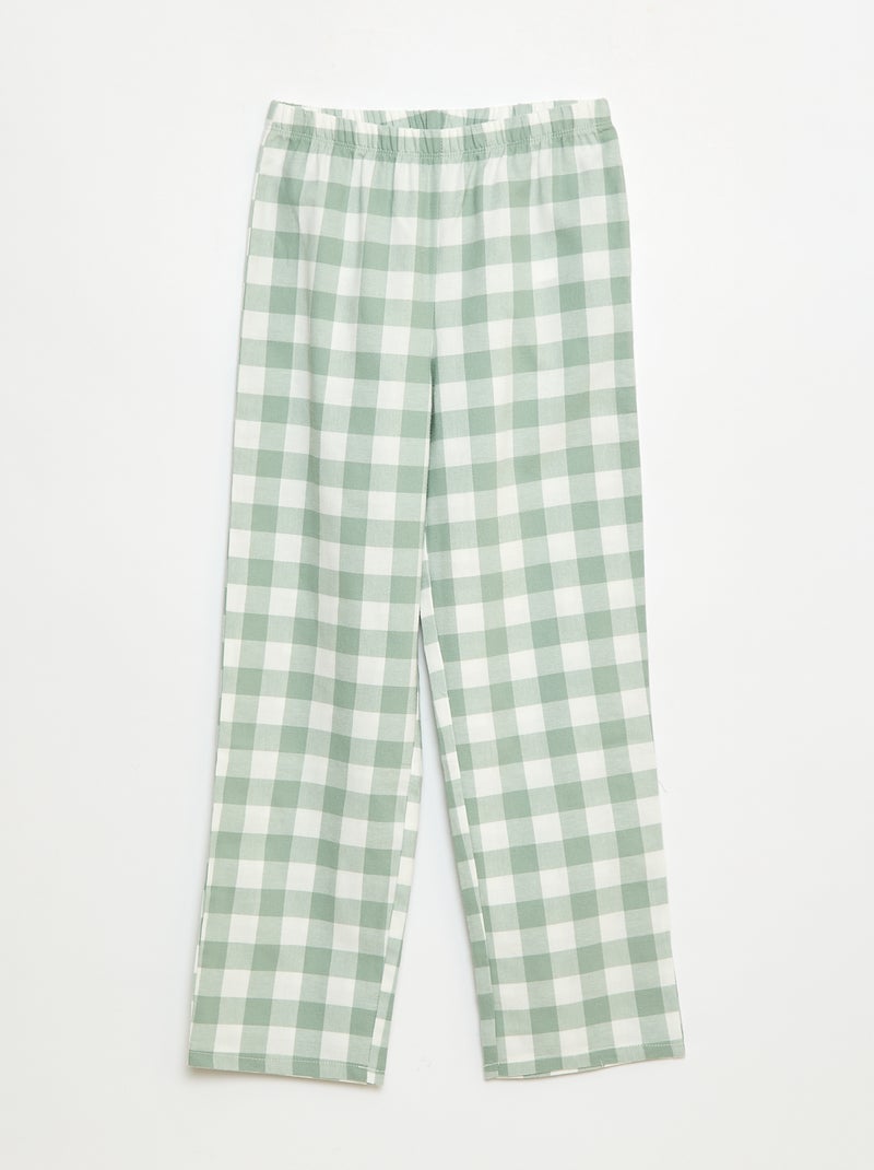Pijama comprido aos quadrados camisa + calças - 2 peças Verde - Kiabi