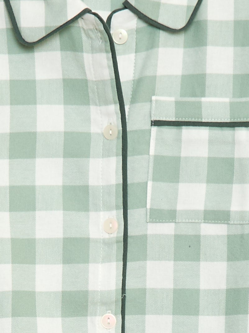 Pijama comprido aos quadrados camisa + calças - 2 peças Verde - Kiabi