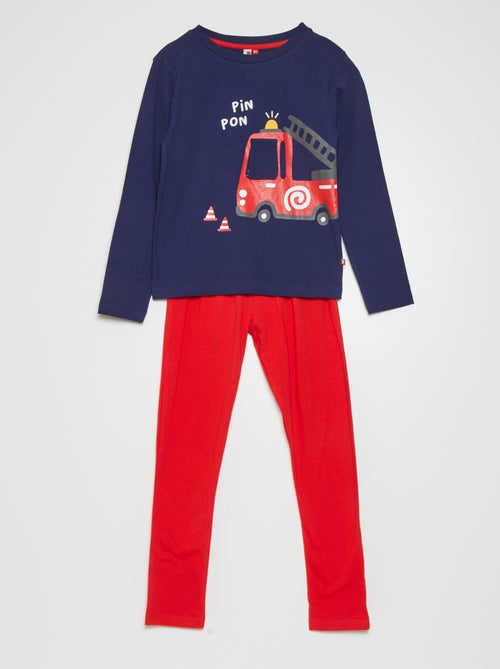 Pijama comprido 'bombeiros'  -  2 peças - Kiabi