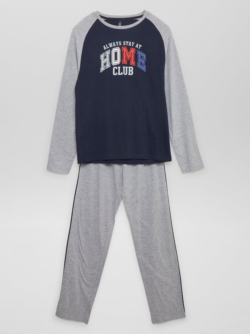 Pijama comprido calças + t-shirt - 2 unidades CINZA - Kiabi