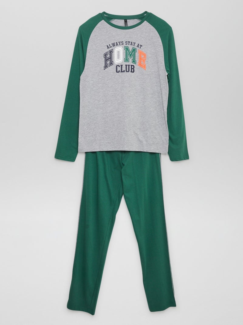Pijama comprido calças + t-shirt - 2 unidades VERDE - Kiabi