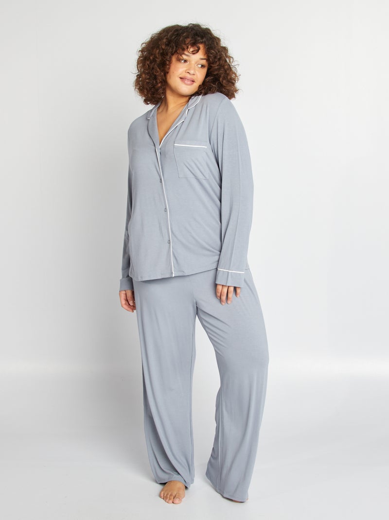 Pijama comprido camisa + calças - 2 peças AZUL - Kiabi