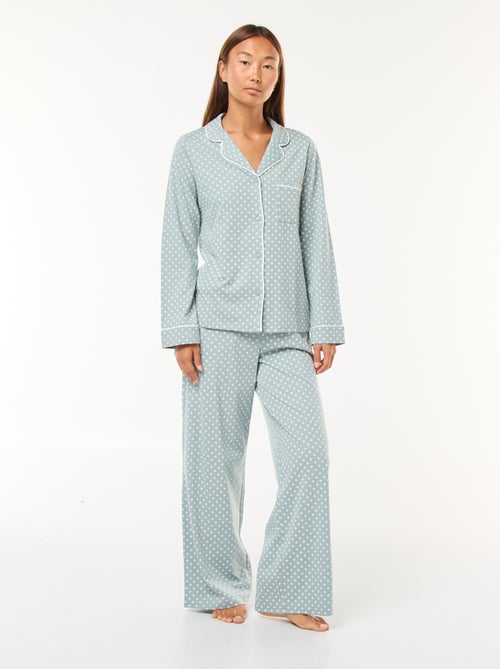 Pijama comprido camisa + calças - 2 peças - Kiabi