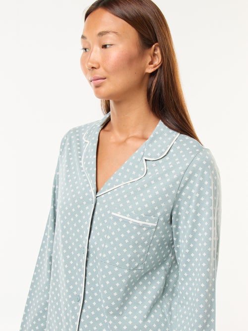 Pijama comprido camisa + calças - 2 peças - Kiabi