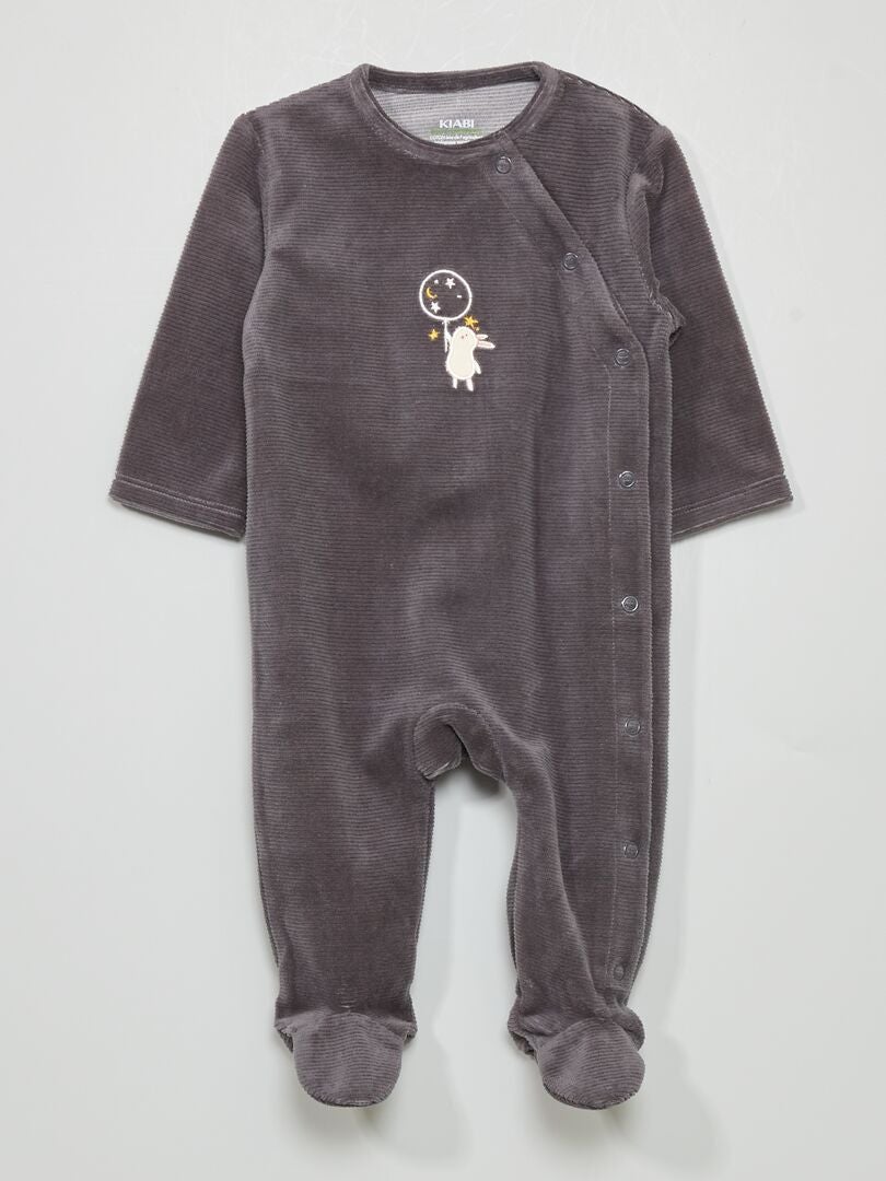 Pijama comprido com bordado 'planeta' PRETO - Kiabi
