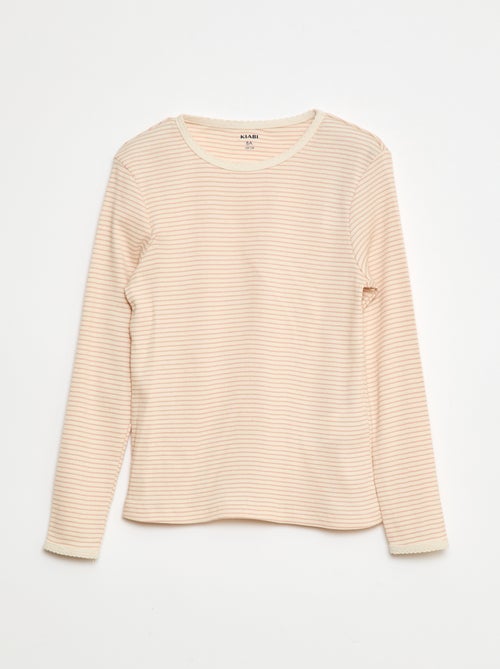 Pijama comprido com estampado às riscas - 2 peças - Kiabi