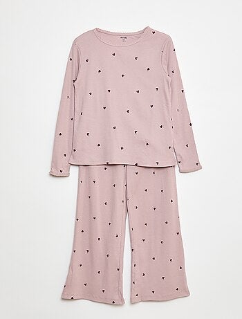 Pijama comprido com estampado às riscas - 2 peças