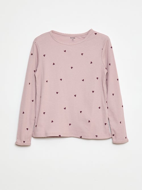 Pijama comprido com estampado às riscas - 2 peças - Kiabi