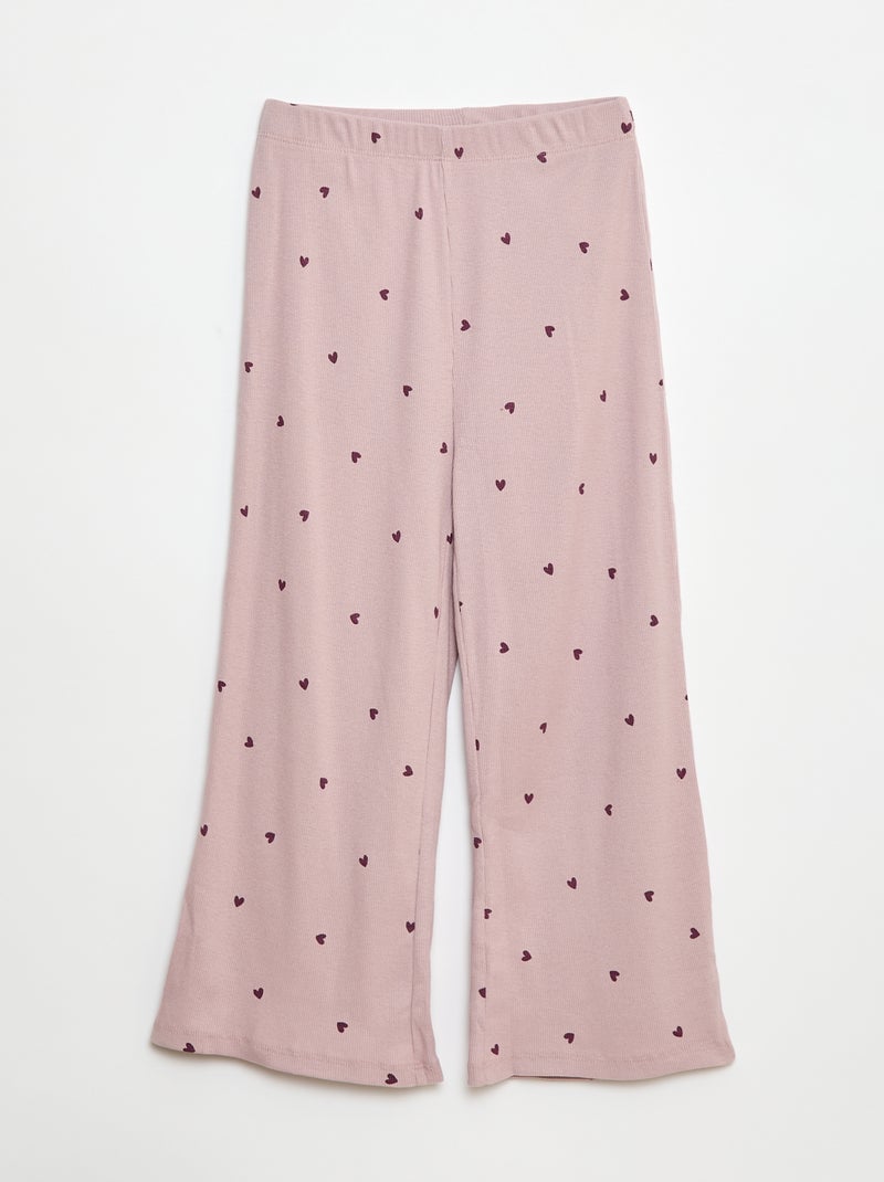 Pijama comprido com estampado às riscas - 2 peças Violeta - Kiabi