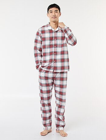 Pijama comprido com estampado de xadrez - 2 peças